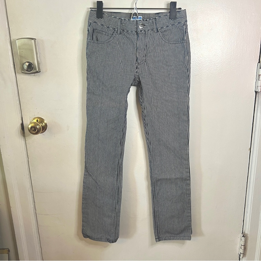 Boys Jacadi Paris Blue& White Striped Straight Leg Jeans Size 12